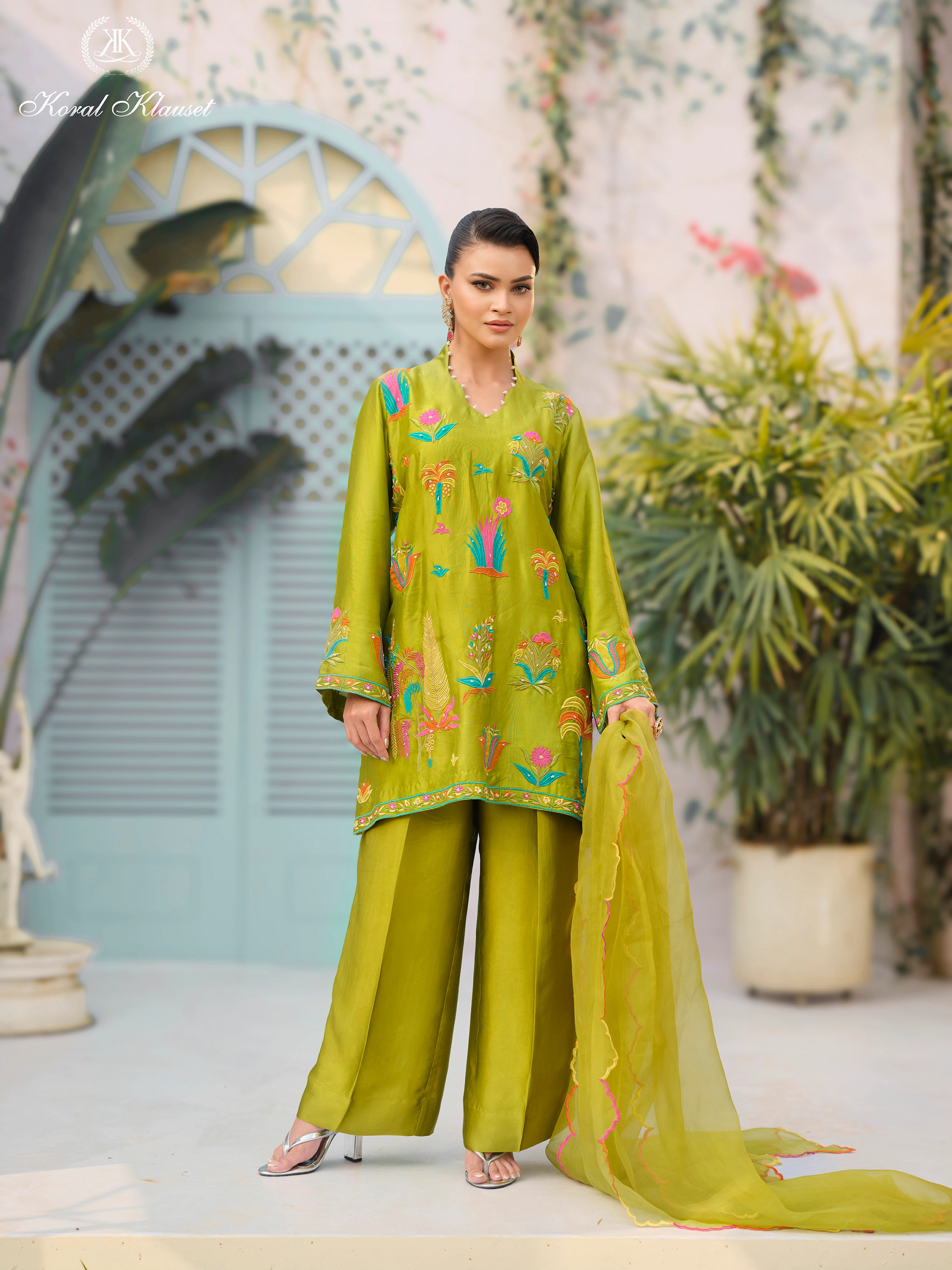 Lime Farshi Patch Kameez